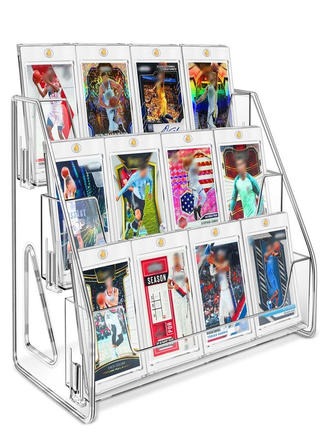 CollectHall Magnetic Card Holder 3-Tier, Card Display Stand Clear Acrylic Trading Sports Card Display - Image 1